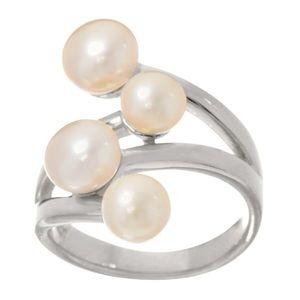 Honora Cultured Pearl Sterling Silver Bypass Style Ring